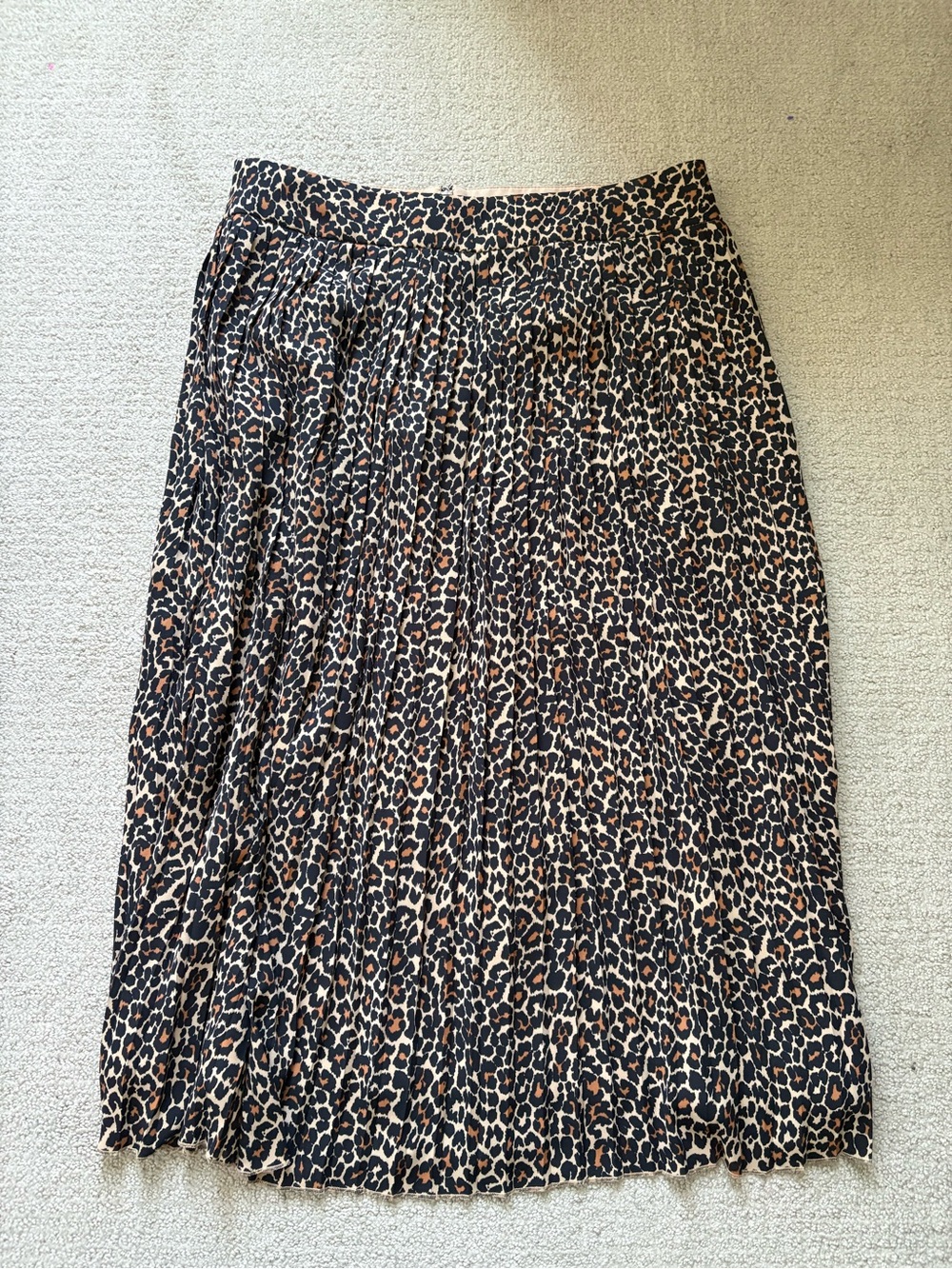 J. Crew Leopard Print Pleated Midi Skirt - Black and Brown